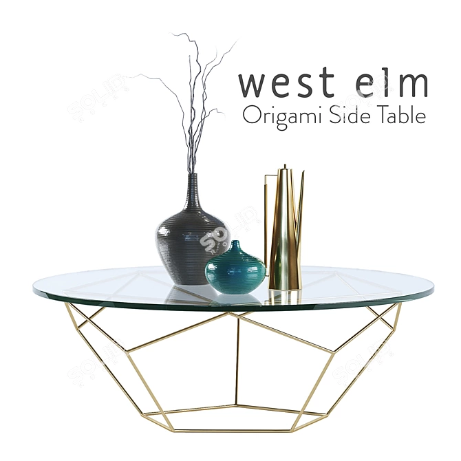 Rustic Brass Origami Table - 30 3D model image 1