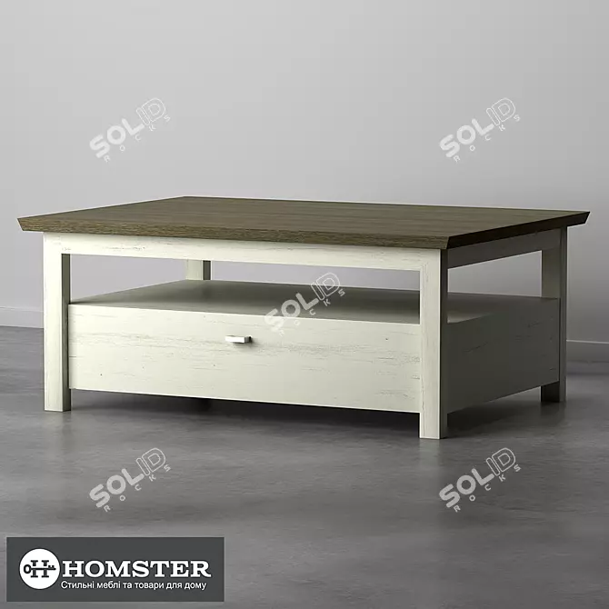 Scandinavian Style Pine Coffee Table 3D model image 1