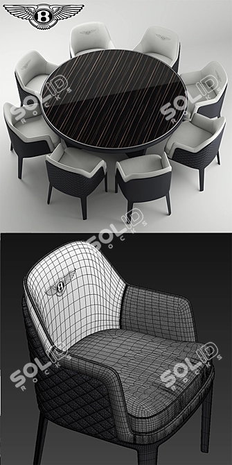 Bentley Kendal: Luxurious Table and Chairs 3D model image 3