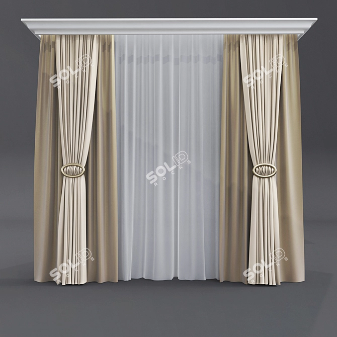 Metallic Holdback Curtains 3D model image 1