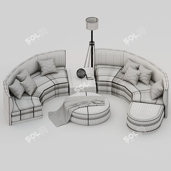 Elegant Round Sofa 3D model image 2