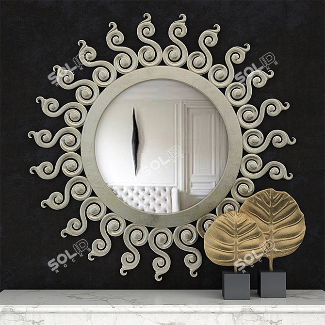 Classic Sun Mirror: Elegant and Timeless Design 3D model image 1