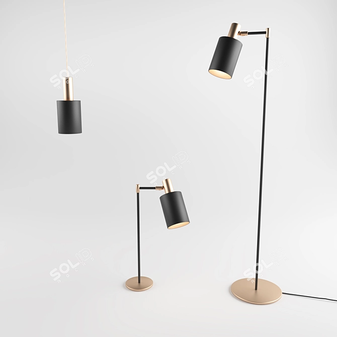 Modern Metal Floor Lamp - MUSA T 3D model image 1