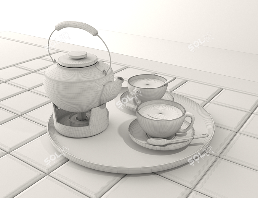 Exquisite Arabic Tea Set 3D model image 3