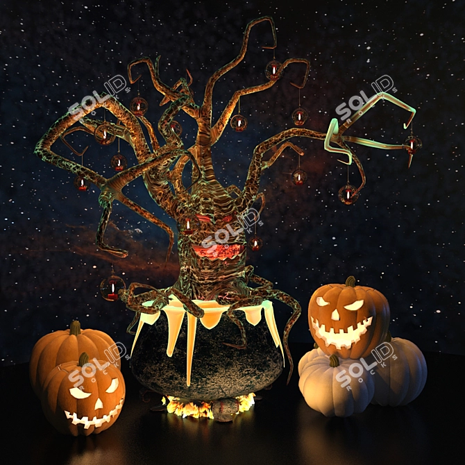 Glowing Pumpkin Halloween Decor Set 3D model image 1