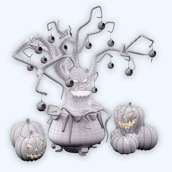 Glowing Pumpkin Halloween Decor Set 3D model image 2