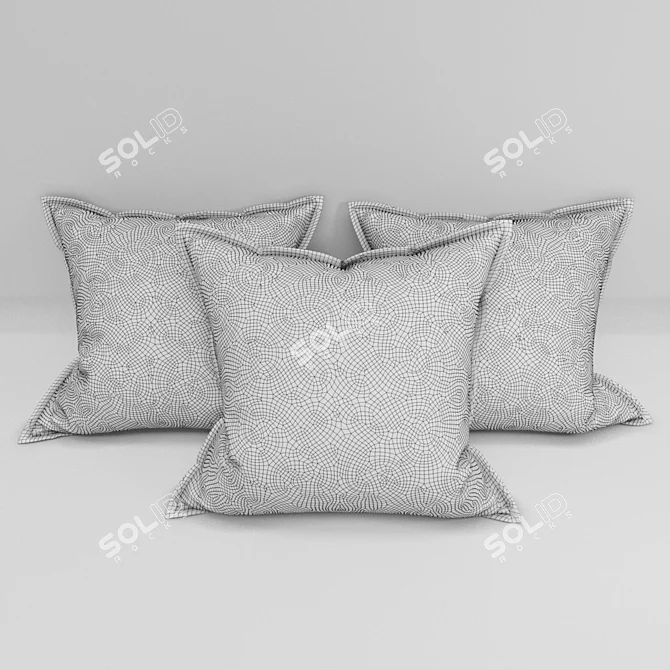 KZ Ornaments: Traditional Kazakh Pillows 3D model image 3