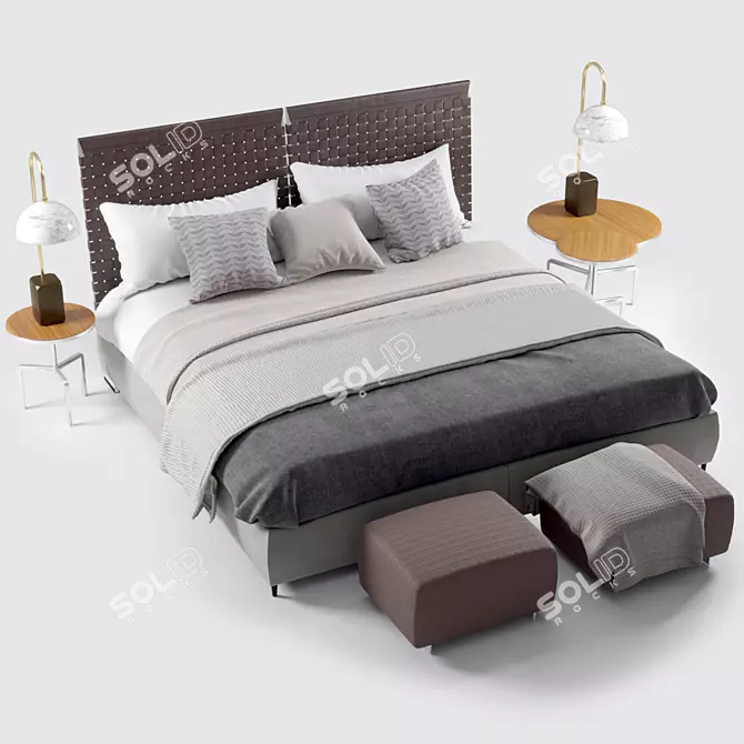 Luxury Flexform Cestone Bed 3D model image 1