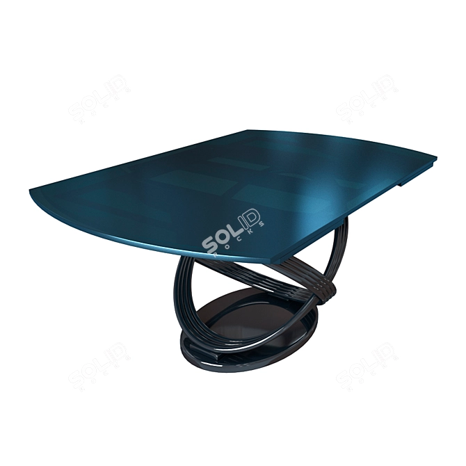 Modern Fusion Table with Metal Base and Glass Top 3D model image 1