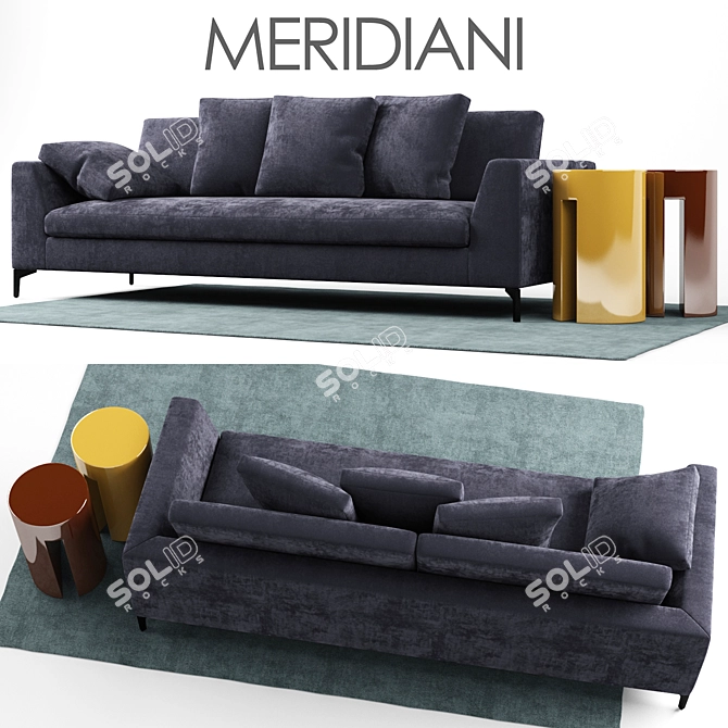 Velvet Louis Up Sofa - Meridiani 3D model image 1