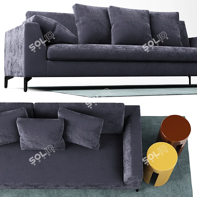 Velvet Louis Up Sofa - Meridiani 3D model image 2