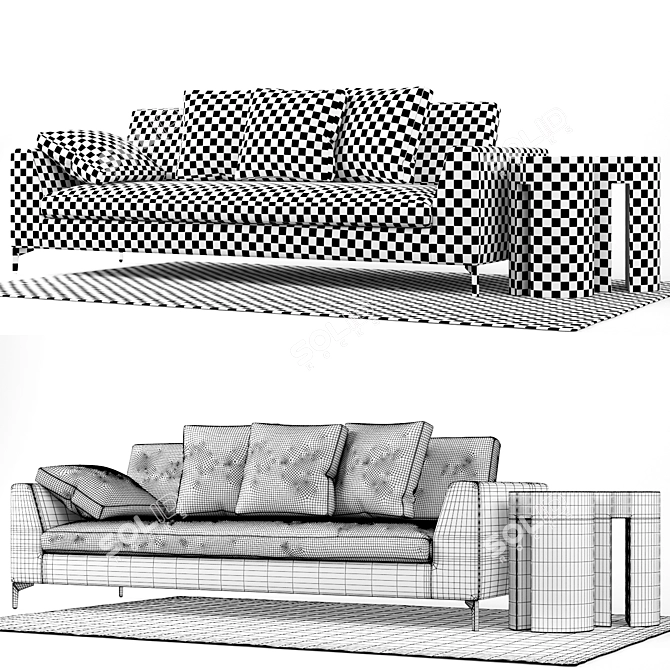 Velvet Louis Up Sofa - Meridiani 3D model image 3