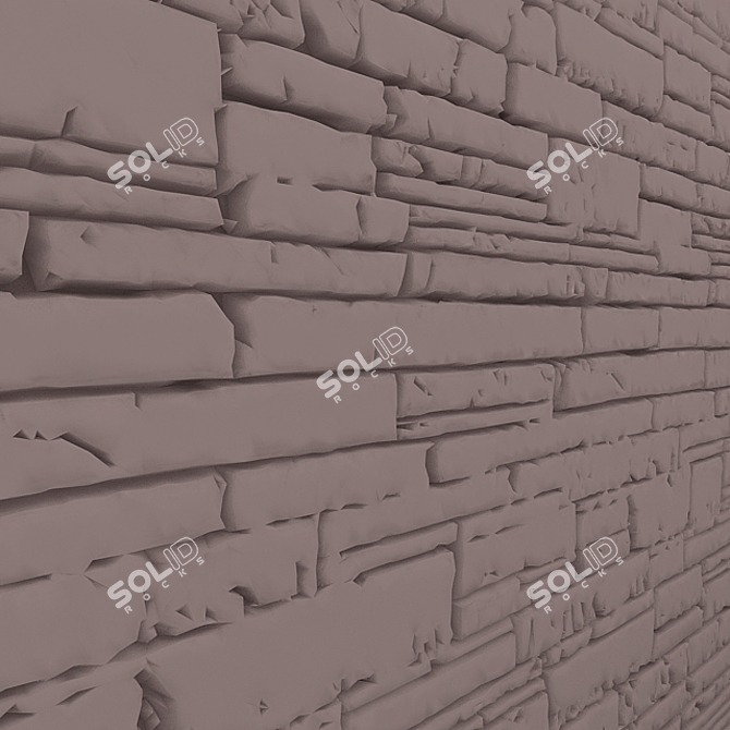 Rustic Stone Wall Panel 3D model image 3