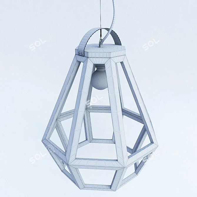 Title: ZUID Eikenhouten Koperen Geometrische Lamp 3D model image 3