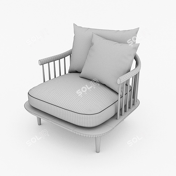 Modern Danish Design Fly Chair 3D model image 3