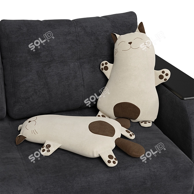 Cozy Cat Pillow 3D model image 2