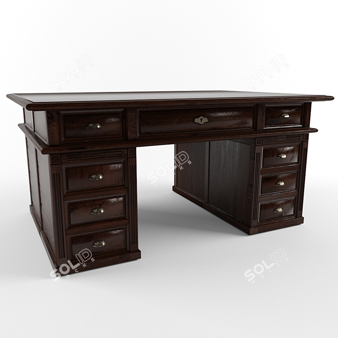 Vintage Writing Desk 3D model image 1