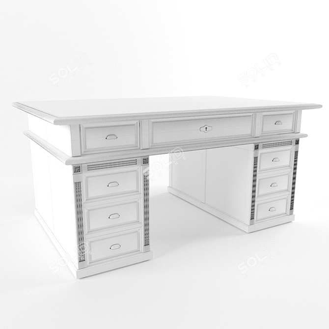 Vintage Writing Desk 3D model image 2