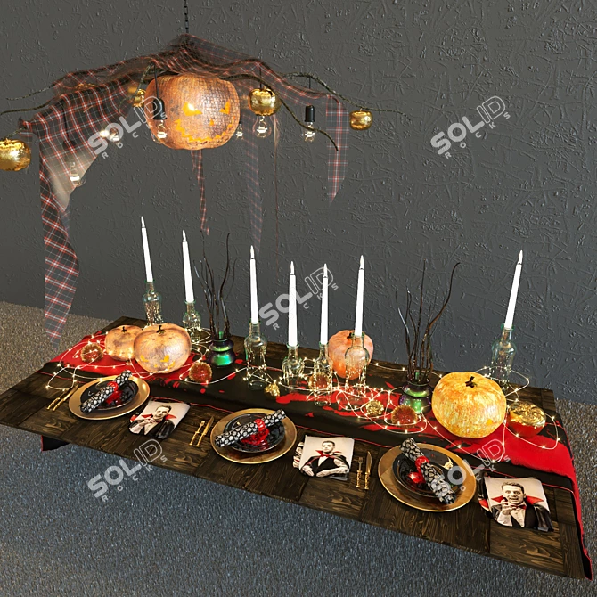 Spooky Halloween Table Setting Kit 3D model image 1