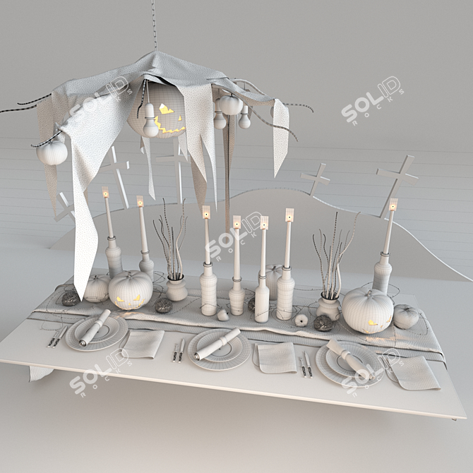 Spooky Halloween Table Setting Kit 3D model image 3