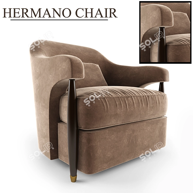 Hermano Walnut Chair: Comfortable Elegance with Maple Exposed Wood 3D model image 1