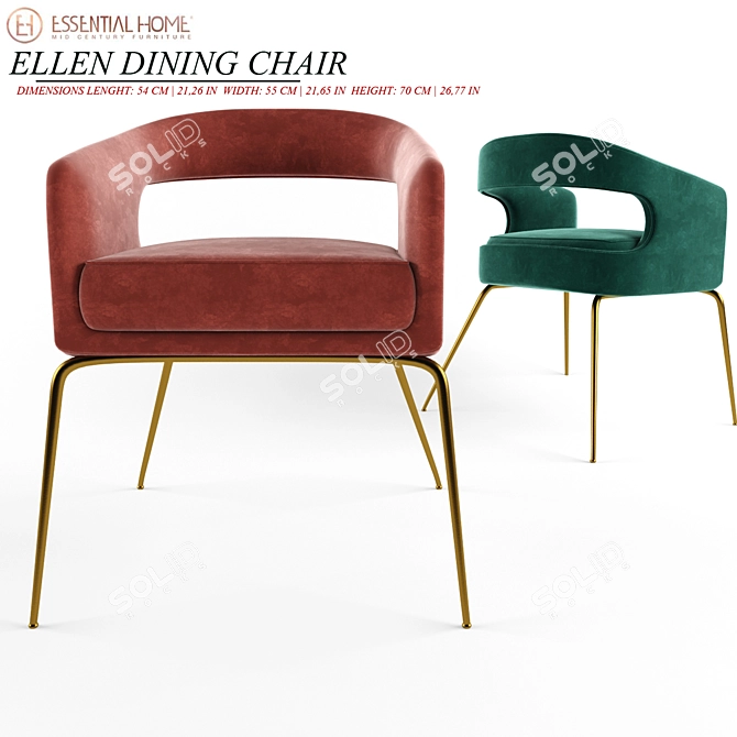 Luxurious Velvet Ellen Dining Chair 3D model image 1