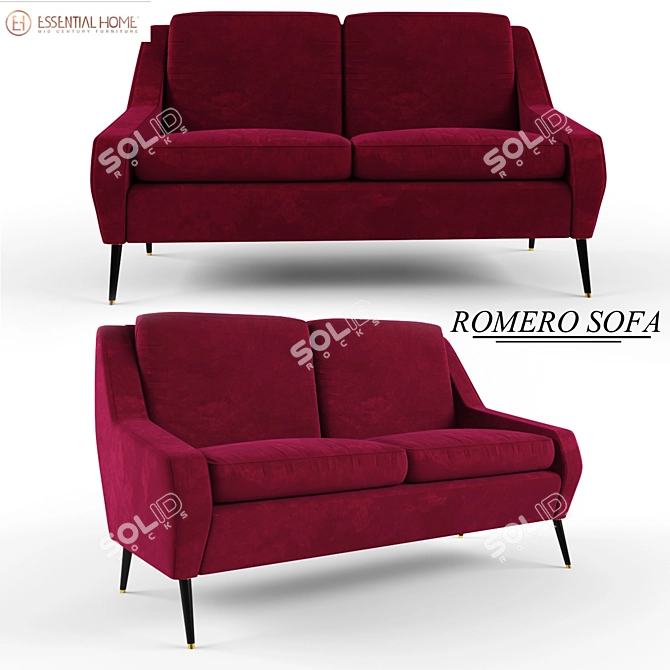 Elegant Velvet Reclining Sofa 3D model image 1