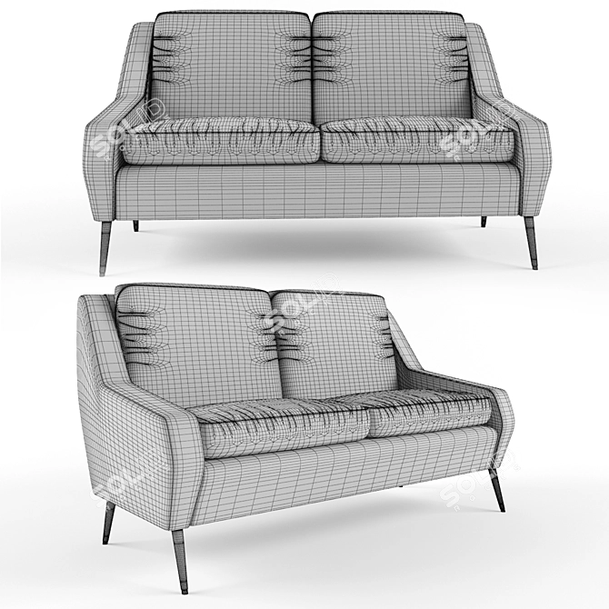 Elegant Velvet Reclining Sofa 3D model image 2