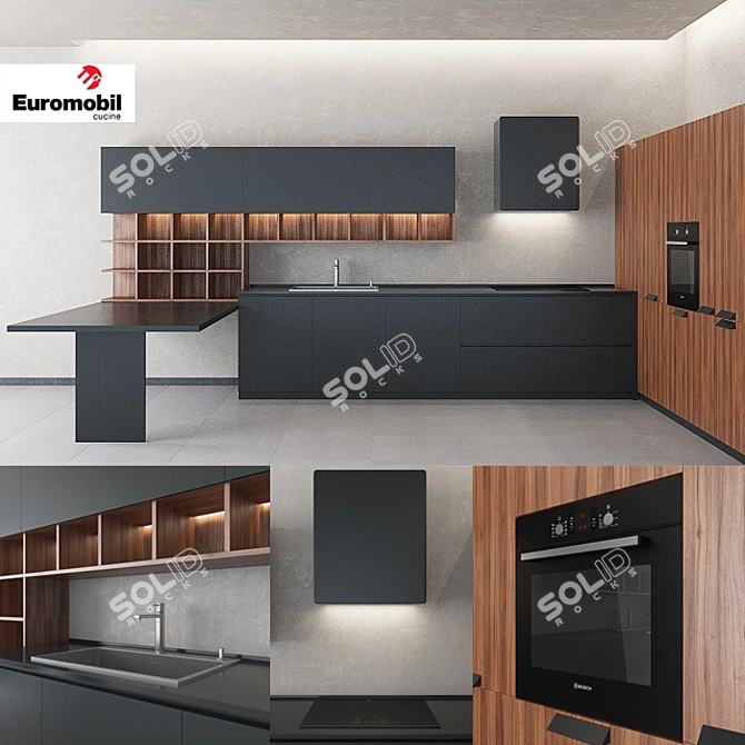 Euromobil Lain Kitchen: Sleek and Functional 3D model image 1