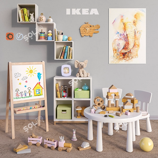Modular IKEA Furniture Set: Accessories, Decor and Toys 3D model image 1