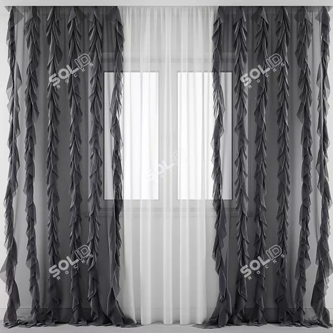 Title: Detailed Curtain Model - 3ds Max & OBJ 3D model image 1