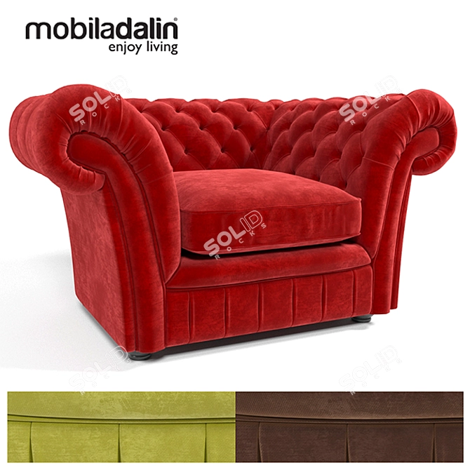 Elegant London Chesterfield Armchair 3D model image 1