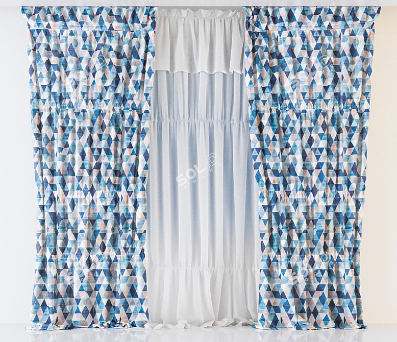 Elegant Sheer Curtains 3D model image 1