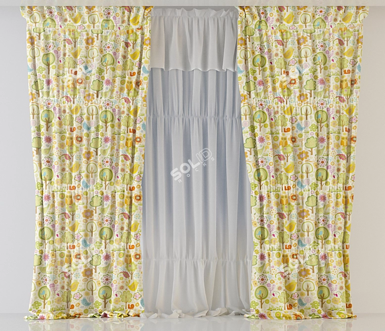 Elegant Sheer Curtains 3D model image 2