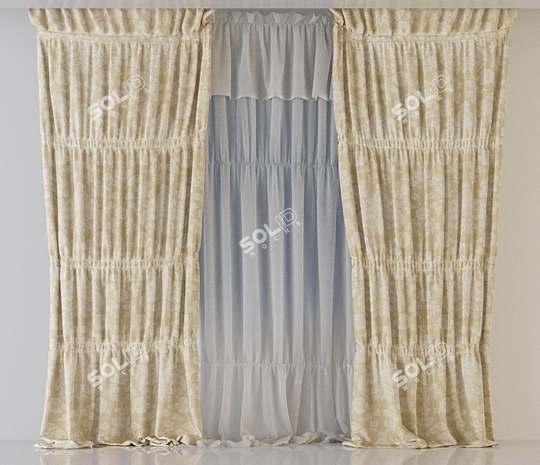 Elegant Sheer Curtains 3D model image 3