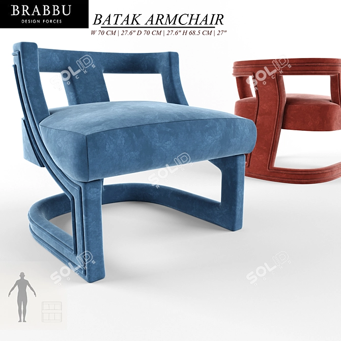 Batak Velvet Chair: Ancient Elegance 3D model image 1