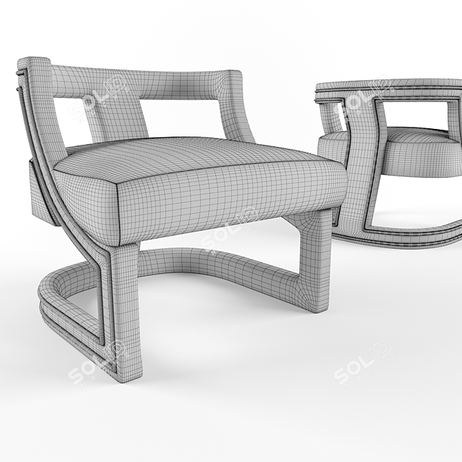 Batak Velvet Chair: Ancient Elegance 3D model image 2