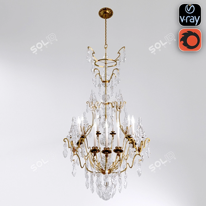 Elegant Crystal Chandelier 3D model image 1