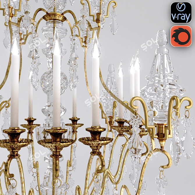 Elegant Crystal Chandelier 3D model image 2