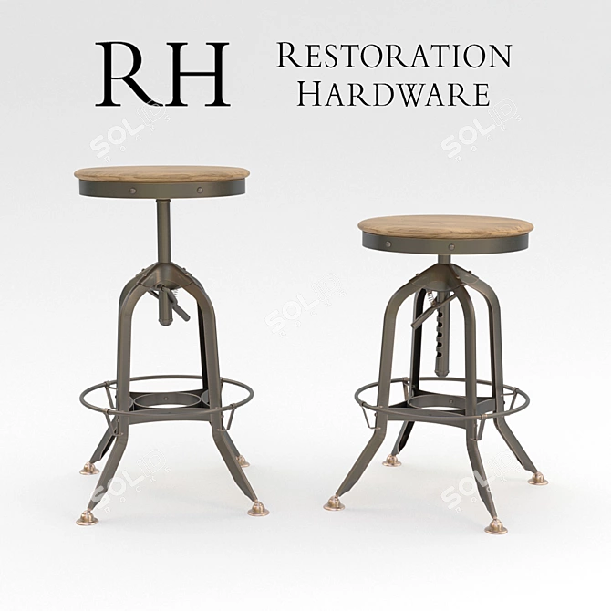 Title: Vintage Toledo Barstool - Rustic Elegance for Your Bar 3D model image 1