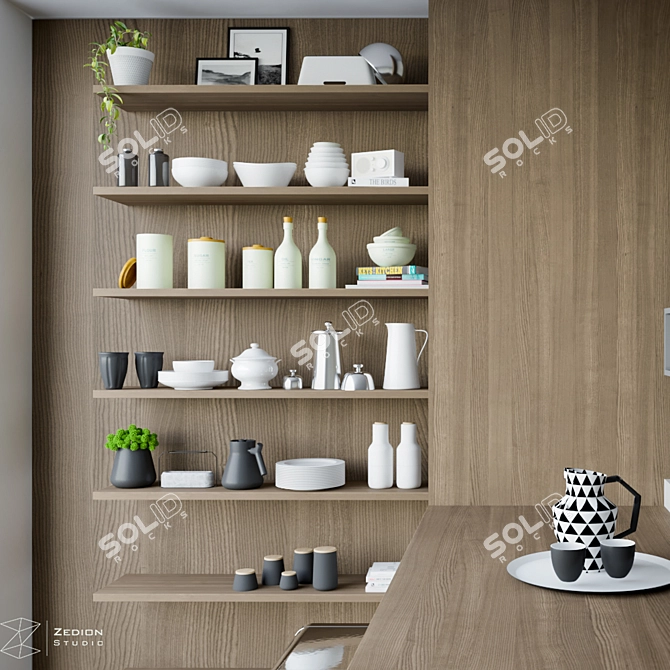 Sleek Harmony-T16 Kitchen 3D model image 2