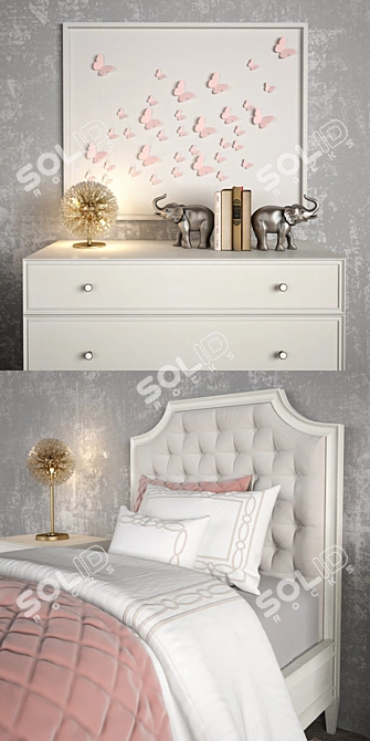 Alexandra Tufted Bed Set 3D model image 2