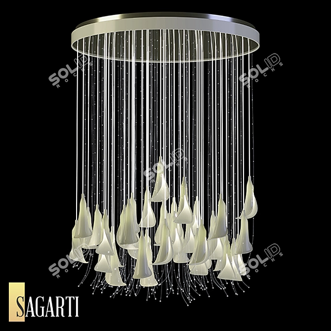Floral Whisper Chandelier: Exquisite Beauty for Your Space 3D model image 1