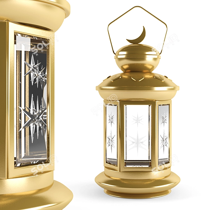 Golden Glass Ramadan Lamp 3D model image 2