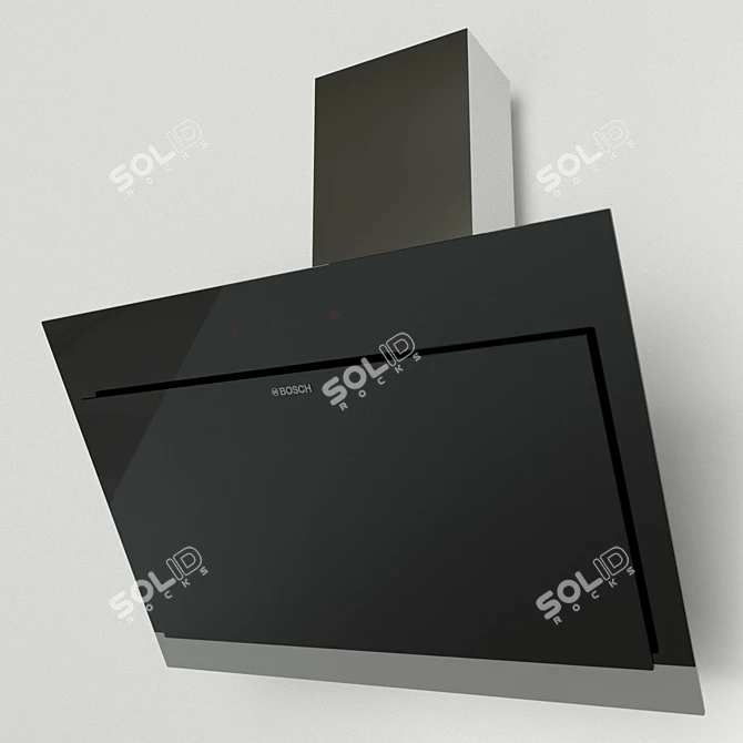 Bosch DWK97HM60B Black Wall-Mounted Angled Hood 3D model image 2