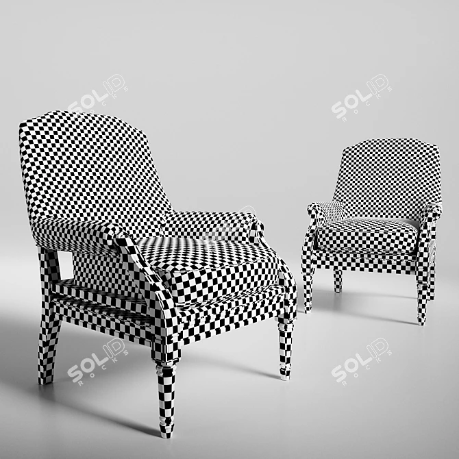 Elegant Damask Armchair: French Design 3D model image 2