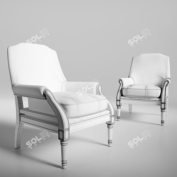 Elegant Damask Armchair: French Design 3D model image 3