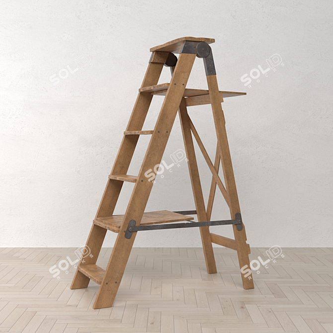 Rustic Vintage Ladder 3D model image 1