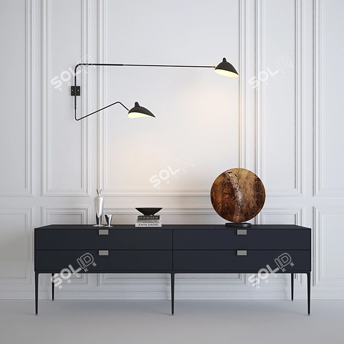 Serge Mouille Double Arm Wall Sconce 3D model image 1