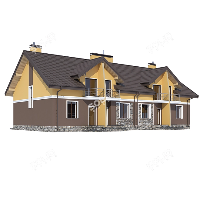 Modern Individual House Design 3D model image 2